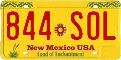 NM license plate 844SOL