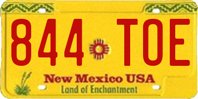 NM license plate 844TOE