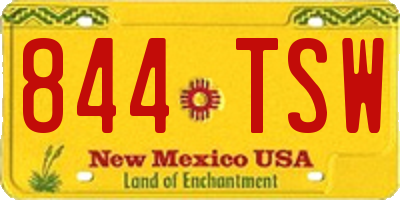 NM license plate 844TSW