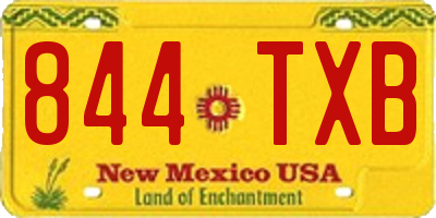 NM license plate 844TXB