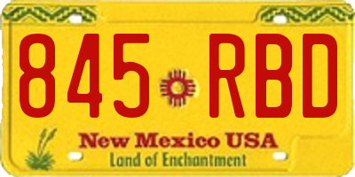 NM license plate 845RBD