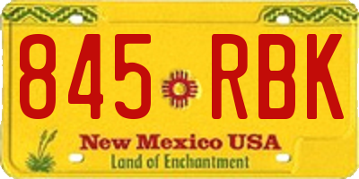NM license plate 845RBK