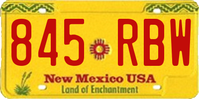 NM license plate 845RBW