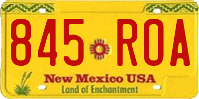 NM license plate 845ROA
