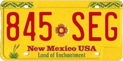 NM license plate 845SEG