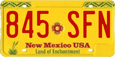 NM license plate 845SFN
