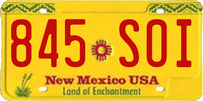 NM license plate 845SOI
