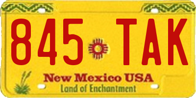 NM license plate 845TAK