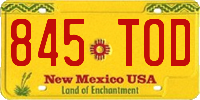 NM license plate 845TOD