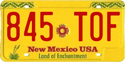 NM license plate 845TOF