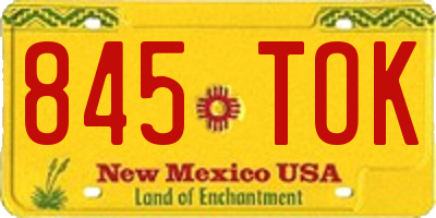 NM license plate 845TOK