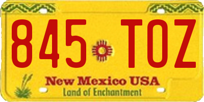 NM license plate 845TOZ