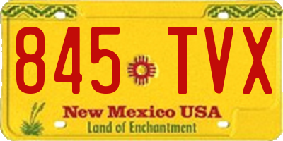 NM license plate 845TVX