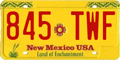 NM license plate 845TWF