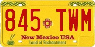 NM license plate 845TWM