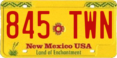 NM license plate 845TWN