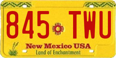 NM license plate 845TWU