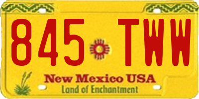 NM license plate 845TWW