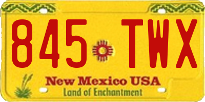 NM license plate 845TWX