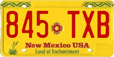 NM license plate 845TXB