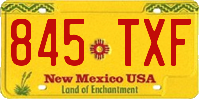 NM license plate 845TXF