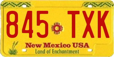 NM license plate 845TXK