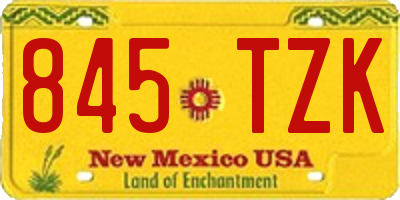 NM license plate 845TZK