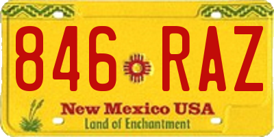 NM license plate 846RAZ