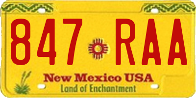 NM license plate 847RAA