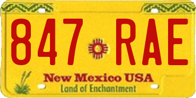 NM license plate 847RAE