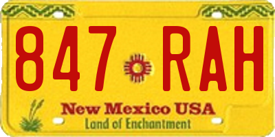 NM license plate 847RAH