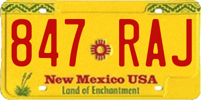 NM license plate 847RAJ