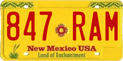 NM license plate 847RAM