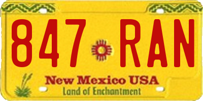 NM license plate 847RAN