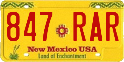 NM license plate 847RAR