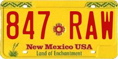 NM license plate 847RAW