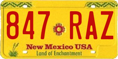 NM license plate 847RAZ