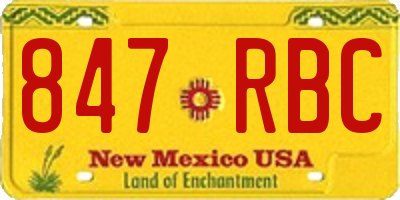 NM license plate 847RBC