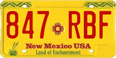 NM license plate 847RBF