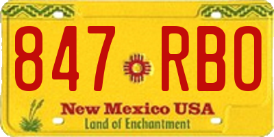 NM license plate 847RBO