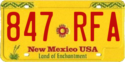 NM license plate 847RFA