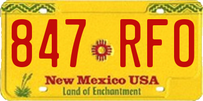 NM license plate 847RFO
