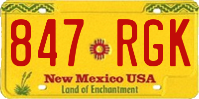 NM license plate 847RGK