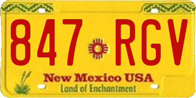 NM license plate 847RGV