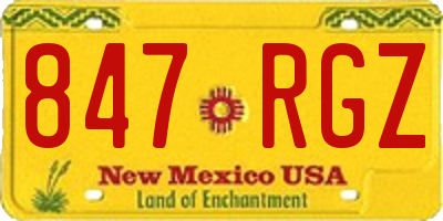 NM license plate 847RGZ