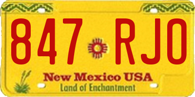 NM license plate 847RJO