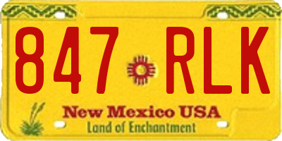 NM license plate 847RLK