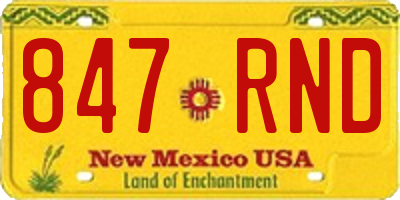 NM license plate 847RND
