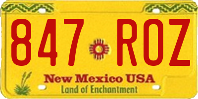 NM license plate 847ROZ