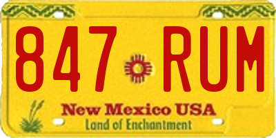 NM license plate 847RUM